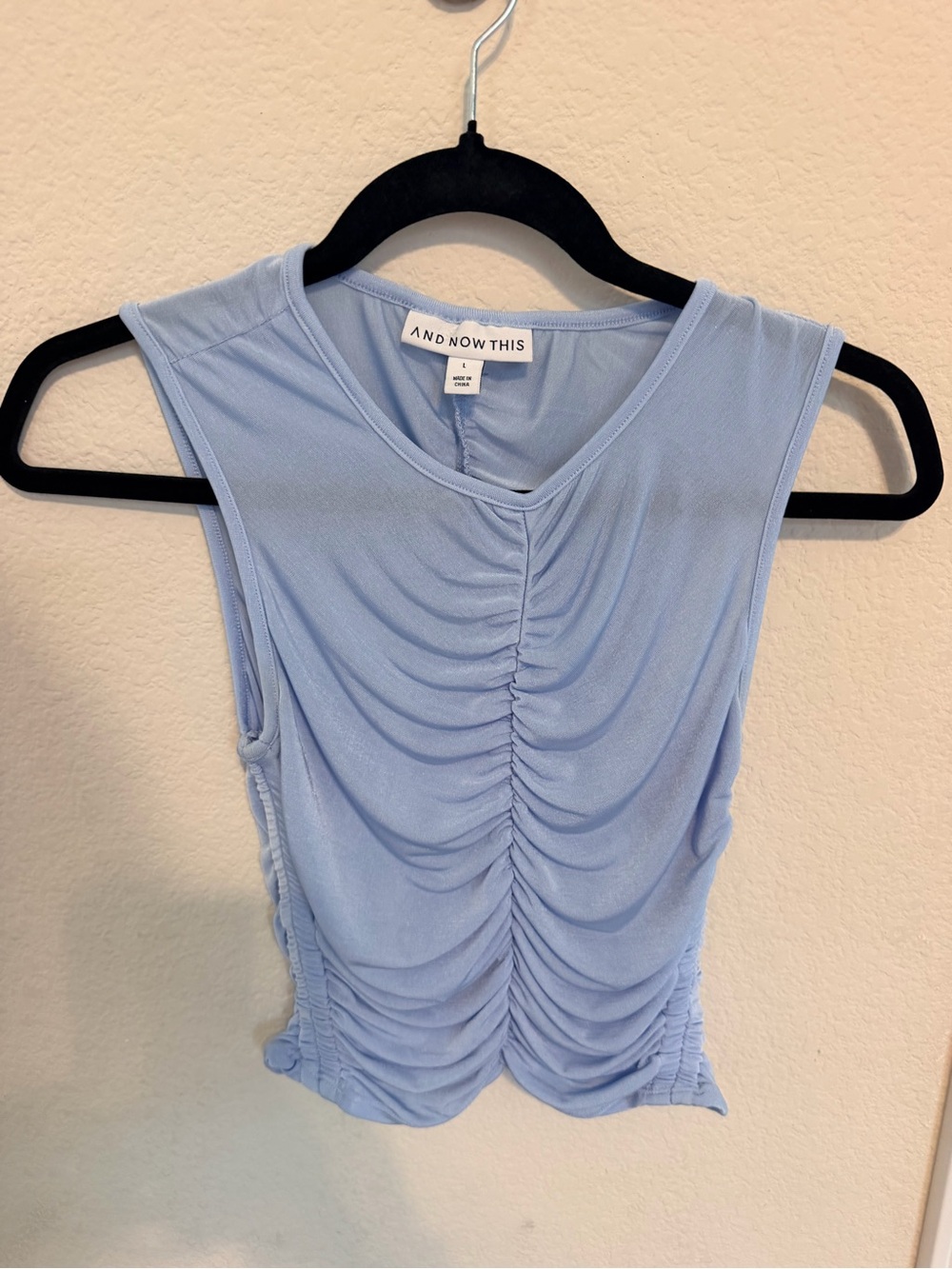 And Now This Light Blue Ruched Tank Top